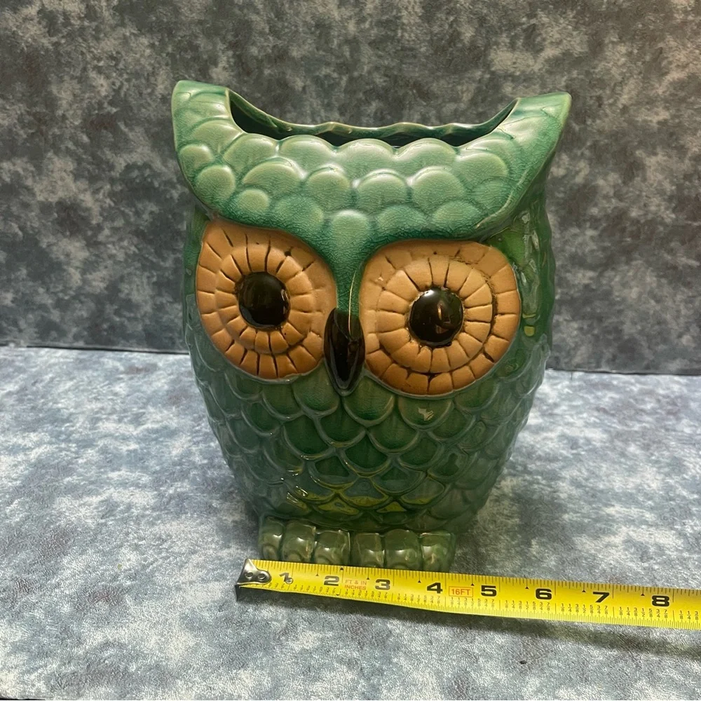 Hobby Lobby Green and Gold Owl Vase